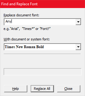 Find and replace fonts