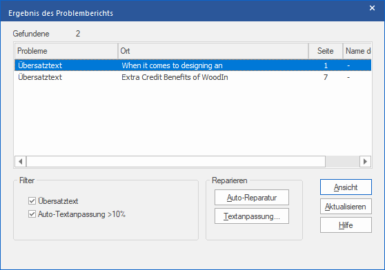 problem check report dlg