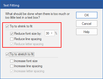 dialog - text fitting - shrink