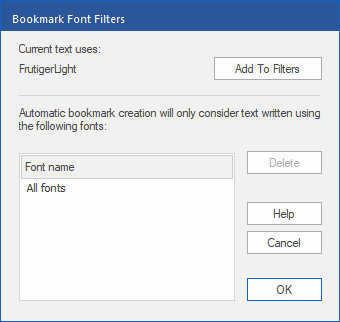 dialog - bookmarks - filter
