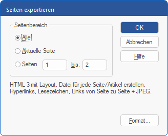 dialog - export - pages