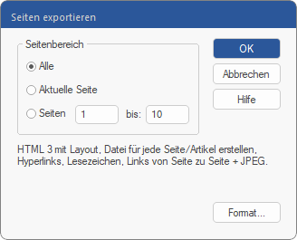 dialog - export pages