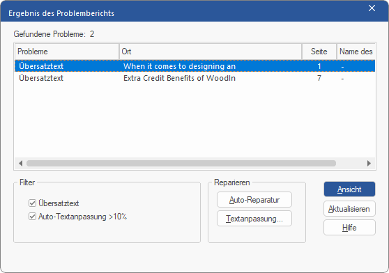 problem check report dlg