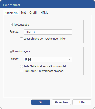 dialog - export - format