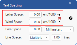 dialog - text spacing - letter