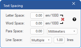 palette - text spacing