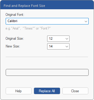 dialog - replace fontsize