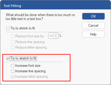 dialog - text fitting - stretch