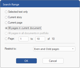 dialog - find replace - search area