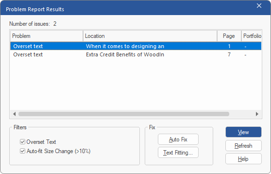 problem check report dlg