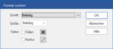 dialog - find replace - find format