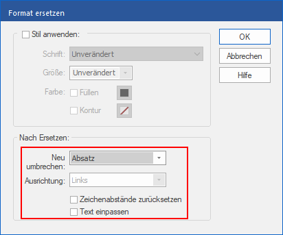 dialog - replace format - after